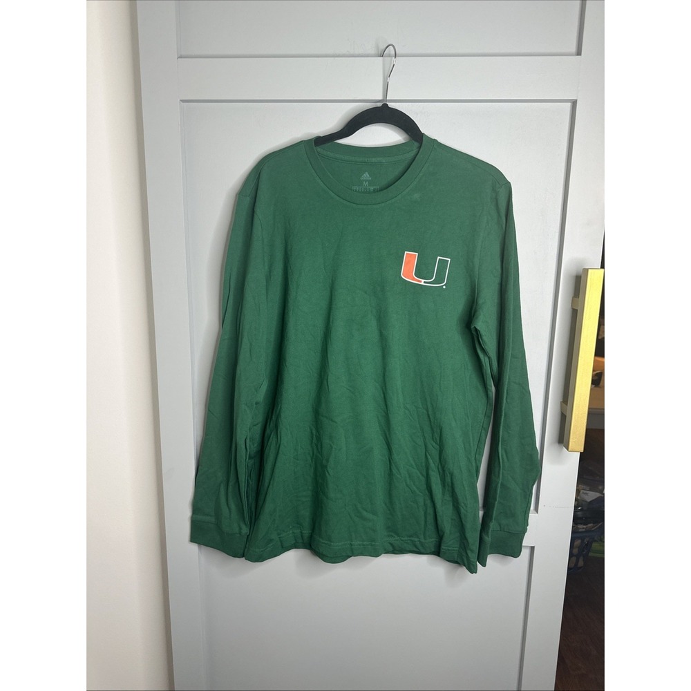 Miami Hurricanes Adidas Long Sleeve Green‎ Shirt Men's Medium